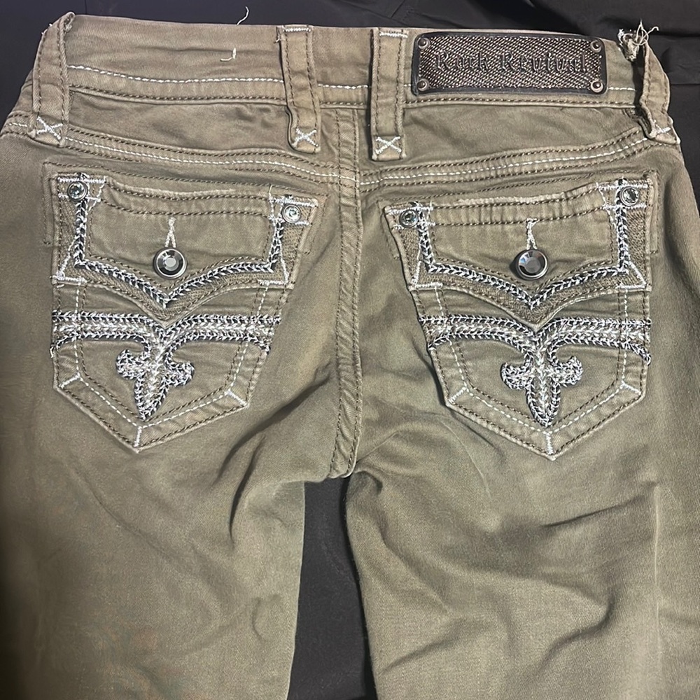 Olive green/sage green skinny rock rival jeans